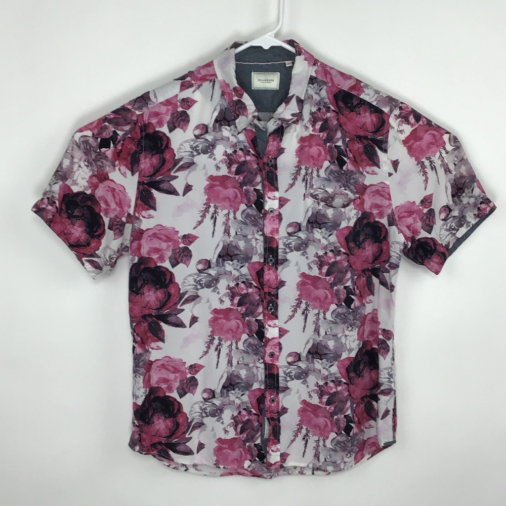 7 Diamonds Journey Man men’s short sleeve button up shirt large